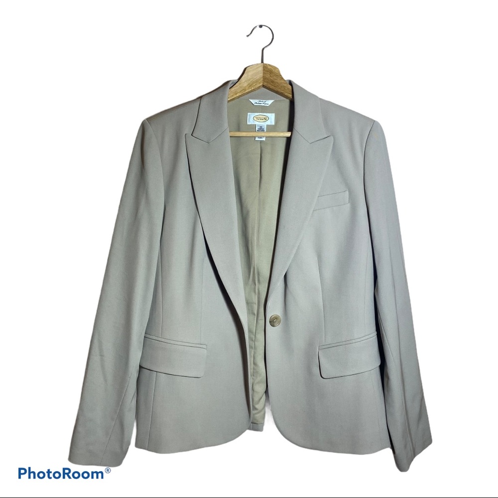 Talbots Wool & Lycra Tan Peak Lapel Trendy Blazer